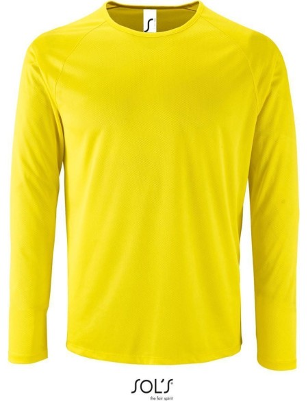 Herren-Sport-T-Shirt SPORTS mit langen Ärmeln - Neongelb L
