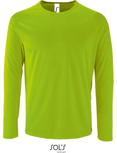 Herren-Sport-T-Shirt SPORTS mit langen Ärmeln – Neongrün 3XL