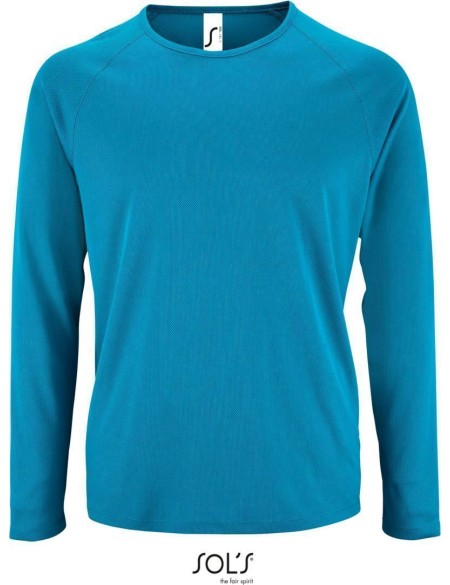 Herren-Sport-T-Shirt SPORT mit langen Ärmeln – Aqua XXL