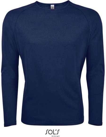 Herren-Sport-T-Shirt SPORTY mit langen Ärmeln - Französisches Marineblau XXL