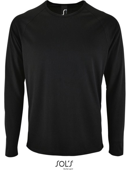 Herren-Sport-T-Shirt SPORTS mit langen Ärmeln – Schwarz 3XL
