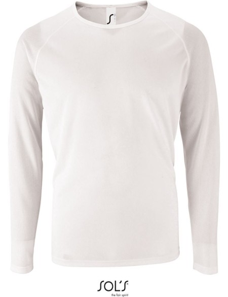 Herren-Sport-T-Shirt SPORTS mit langen Ärmeln - Weiß M