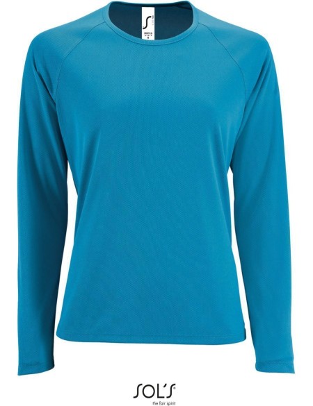 Damen-Sport-T-Shirt SPORTS mit langen Ärmeln - Aqua L