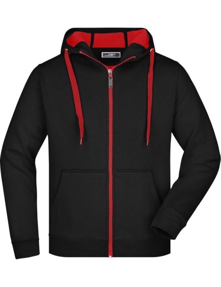 Herren-Sweatshirt Doubleface JN355 - Schwarz/Rot L