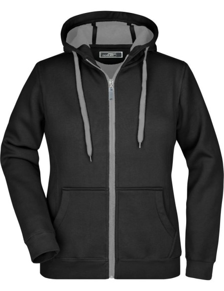 Doubleface Damen Kapuzenpullover - Schwarz/Carbon S