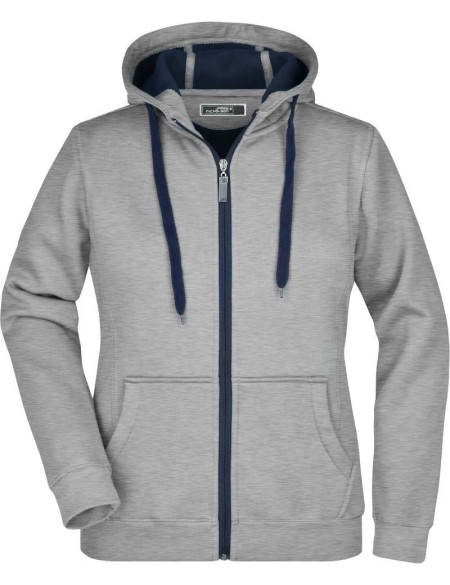 Doubleface Damen Kapuzenpullover - Sport grau/navy M