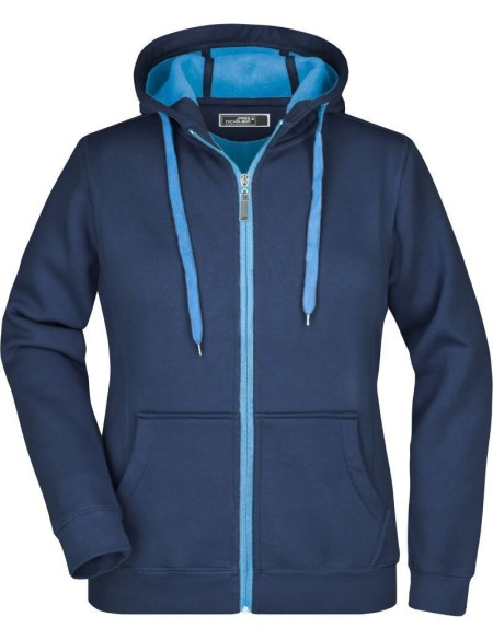 Dámská mikina s kapucí Doubleface - Navy/aqua M