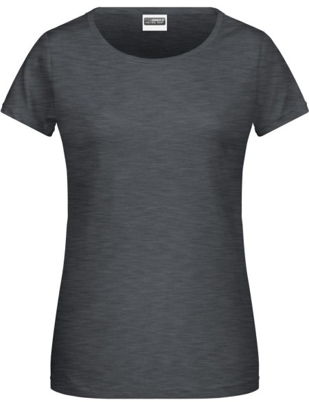 Damen-T-Shirt aus Bio-Baumwolle James+Nicholson 8007 – Schwarz meliert XS