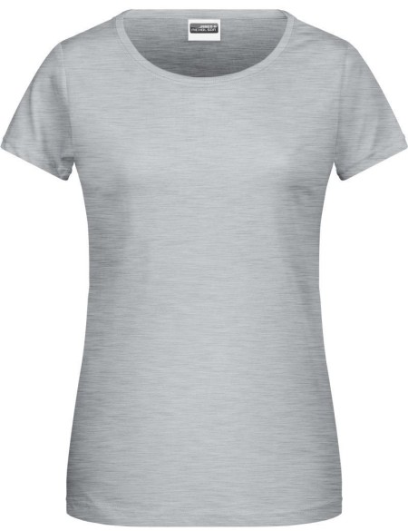Damen-T-Shirt aus Bio-Baumwolle James+Nicholson 8007 – Grau meliert M