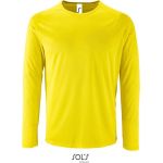 Herren-Sport-T-Shirt SPORTS mit langen Ärmeln – Neongelb 3XL