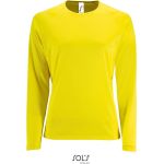 Damen-Sport-T-Shirt SPORTS mit langen Ärmeln - Neongelb M