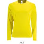 Damen-Sport-T-Shirt SPORTS mit langen Ärmeln - Neongelb L