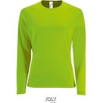 Damen-Sport-T-Shirt SPORTS mit langen Ärmeln – Neongrün XS