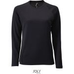 Damen-Sport-T-Shirt SPORTS mit langen Ärmeln - Schwarz M