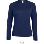 Damen-Sport-T-Shirt SPORTS mit langen Ärmeln - Französisches Marineblau L