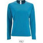 Damen-Sport-T-Shirt SPORTS mit langen Ärmeln - Aqua XS