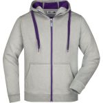 Herren-Sweatshirt Doubleface JN355 – Grau meliert/lila 3XL