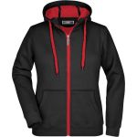 Doubleface Damen Kapuzenpullover - Schwarz/Rot M