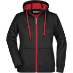 Doubleface Damen Kapuzenpullover - Schwarz/Rot L