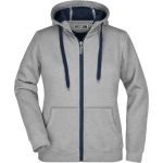 Doubleface-Kapuzensweatshirt für Damen – Sportgrau/Marineblau XXL