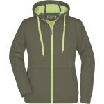 Damen Kapuzenpullover Doubleface - Oliv/Limettengrün M