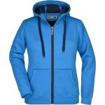 Doubleface Damen Kapuzenpullover – Azurblau/Navy L