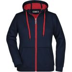 Doubleface Damen Kapuzenpullover – Marineblau/Rot M